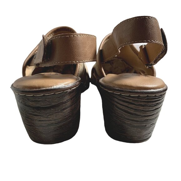 BOC‎ Born Shoes Womens 9 M Lyza Tan Canvas Adjustable Slingback Block Heel Mules - Picture 4 of 9